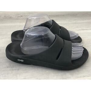 Oofos Ooahh Sport Flex Mens 9 Black Rubber Open Toe Slip-On Slide Sandal